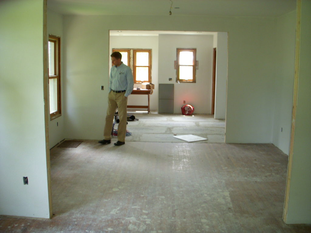 Main floor drywalled